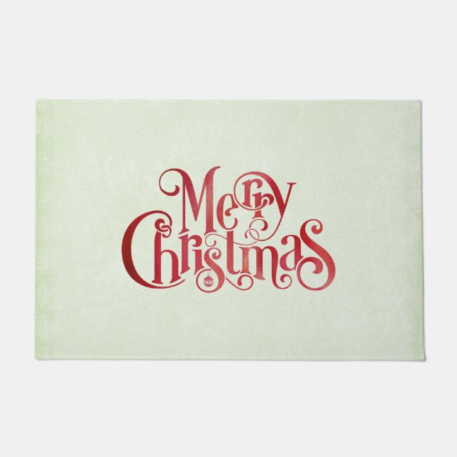 Red Merry kersttypografie Festive Font Deurmat (Voorkant)