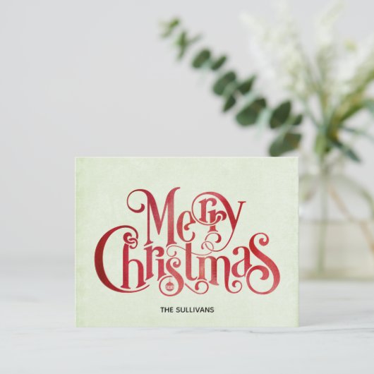 Red Merry kersttypografie Festive Font Feestdagenkaart (Staand voorkant)