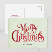 Red Merry kersttypografie Festive Font Feestdagenkaart (Voorkant / Achterkant)