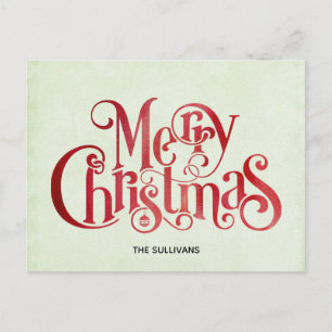 Red Merry kersttypografie Festive Font Feestdagenkaart