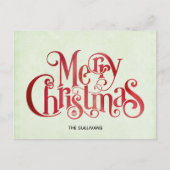 Red Merry kersttypografie Festive Font Feestdagenkaart (Voorkant)