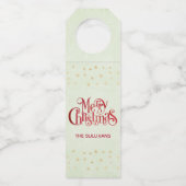 Red Merry kersttypografie Festive Font Flessenhanger (Voorkant)