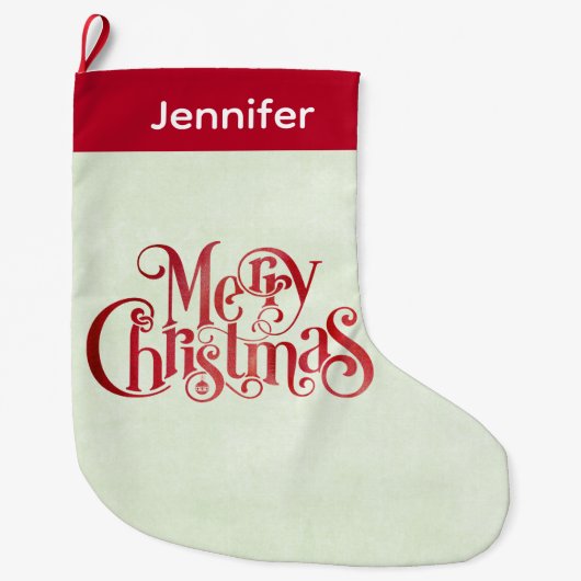 Red Merry kersttypografie Festive Font Grote Kerstsok (Voorkant)