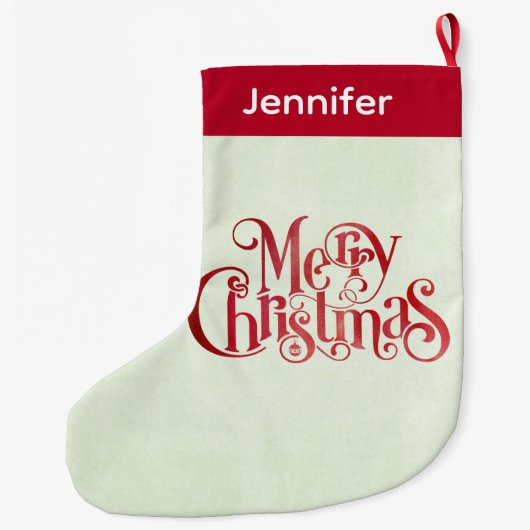 Red Merry kersttypografie Festive Font Grote Kerstsok (Achterkant)