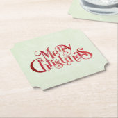 Red Merry kersttypografie Festive Font Kartonnen Onderzetters (Gekanteld)