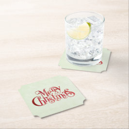 Red Merry kersttypografie Festive Font Kartonnen Onderzetters
