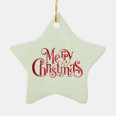 Red Merry kersttypografie Festive Font Keramisch Ornament (Voorkant)