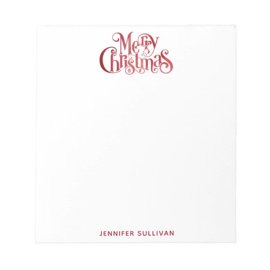 Red Merry kersttypografie Festive Font Notitieblok (Voorkant)