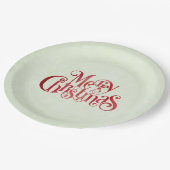 Red Merry kersttypografie Festive Font Papieren Bordje (Gekanteld)