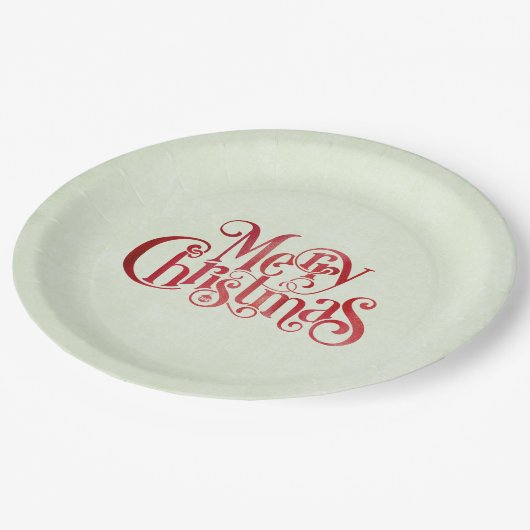 Red Merry kersttypografie Festive Font Papieren Bordje (Gekanteld)