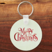 Red Merry kersttypografie Festive Font Sleutelhanger (Voorkant)