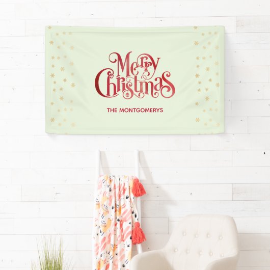 Red Merry kersttypografie Festive Font Spandoek (Insitu)