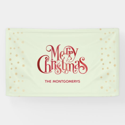 Red Merry kersttypografie Festive Font Spandoek (Horizontaal)
