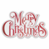 Red Merry kersttypografie Festive Font Sticker (Voorkant)