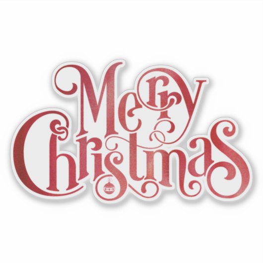 Red Merry kersttypografie Festive Font Sticker (Voorkant)