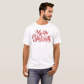 Red Merry kersttypografie Festive Font T-shirt (Voorkant volledig)
