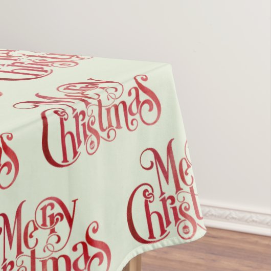 Red Merry kersttypografie Festive Font Tafelkleed (Voorbeeld)