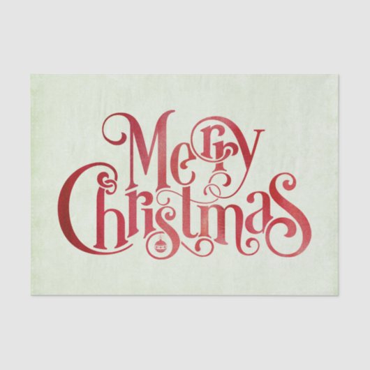 Red Merry kersttypografie Festive Font Tissuepapier (Voorkant)
