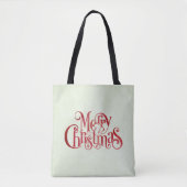 Red Merry kersttypografie Festive Font Tote Bag (Voorkant)