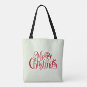 Red Merry kersttypografie Festive Font Tote Bag (Achterkant)