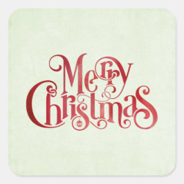 Red Merry kersttypografie Festive Font Vierkante Sticker