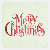 Red Merry kersttypografie Festive Font Vierkante Sticker (Voorkant)