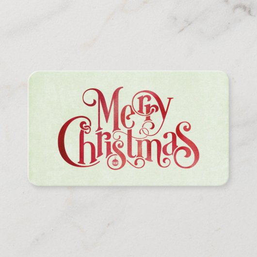 Red Merry kersttypografie Festive Font Visitekaartje (Voorkant)