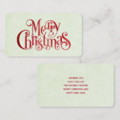 Red Merry kersttypografie Festive Font Visitekaartje (Voorkant / Achterkant)