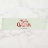 Red Merry kersttypografie Festive Font Waterfles Etiket (Enkel label)