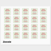 Red Merry kersttypografie Kandle Business Vierkante Sticker (Vel)