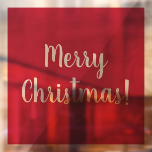 Red Merry kersttypografie script Festive Raamsticker