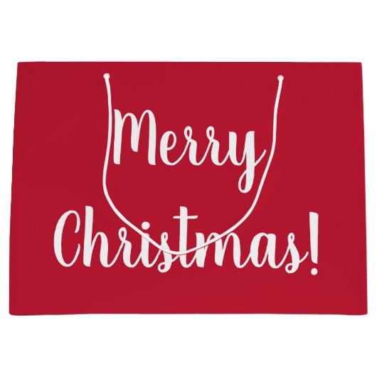 Red Merry kersttypografie script Groot Cadeauzakje (Voorkant)