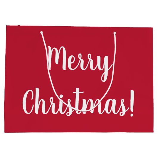 Red Merry kersttypografie script Groot Cadeauzakje (Achterkant)