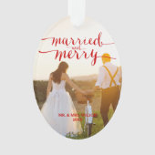 Red MERRY & MARRIED | FOTO HOLIDAY ORNAMENT (voorkant)