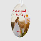 Red MERRY & MARRIED | FOTO HOLIDAY ORNAMENT (voorkant)