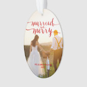 Red MERRY & MARRIED | FOTO HOLIDAY ORNAMENT (voorkant)