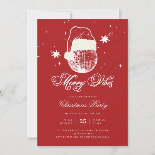 Red Merry Vibes Disco Santa Retro Kerstfeest Kaart (Voorkant)