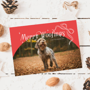 Red Merry Woofmas Dog Christmas Holiday Kaart