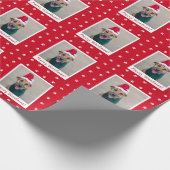 Red Merry Woofmas Persoonlijke foto van Pet Dog Cadeaupapier (Hoek)