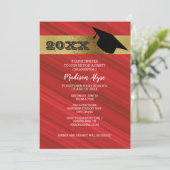 Red met Gold en Graduy Cap Party Kaart (Staand voorkant)