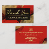 Red met Gold Ink Hartelijk dank voor uw aankoop Visitekaartje (Voorkant / Achterkant)