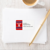 Red met Navy White Stripes Team Jersey Etiket (Insitu)