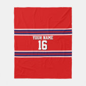 Red met Navy White Stripes Team Jersey Fleece Deken (Voorkant)
