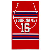 Red met Navy White Stripes Team Jersey Klein Cadeauzakje (Achterkant)