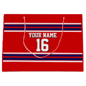 Red met Navy White Stripes Team Jersey Large Cadeautasje (Voorkant)