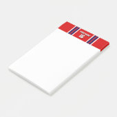 Red met Navy White Stripes Team Jersey Post-it® Notes (Schuin)