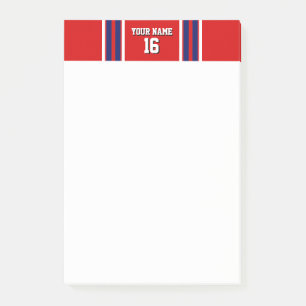 Red met Navy White Stripes Team Jersey Post-it® Notes