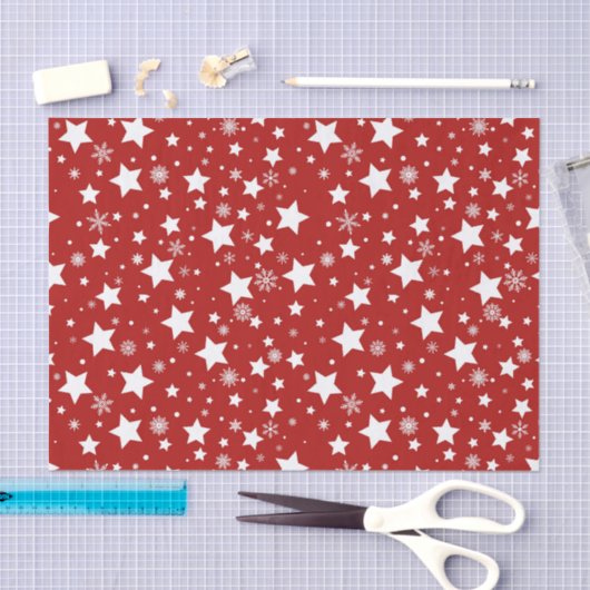 RED MET WITTE HOLIDAY STARS TISSUEPAPIER (Craft)