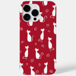RED MET WITTE SITTING CAT-PATTERN Case-Mate iPhone 14 PRO MAX HOESJE