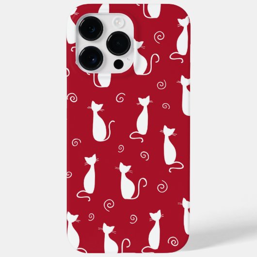 RED MET WITTE SITTING CAT-PATTERN Case-Mate iPhone CASE (Achterkant)
